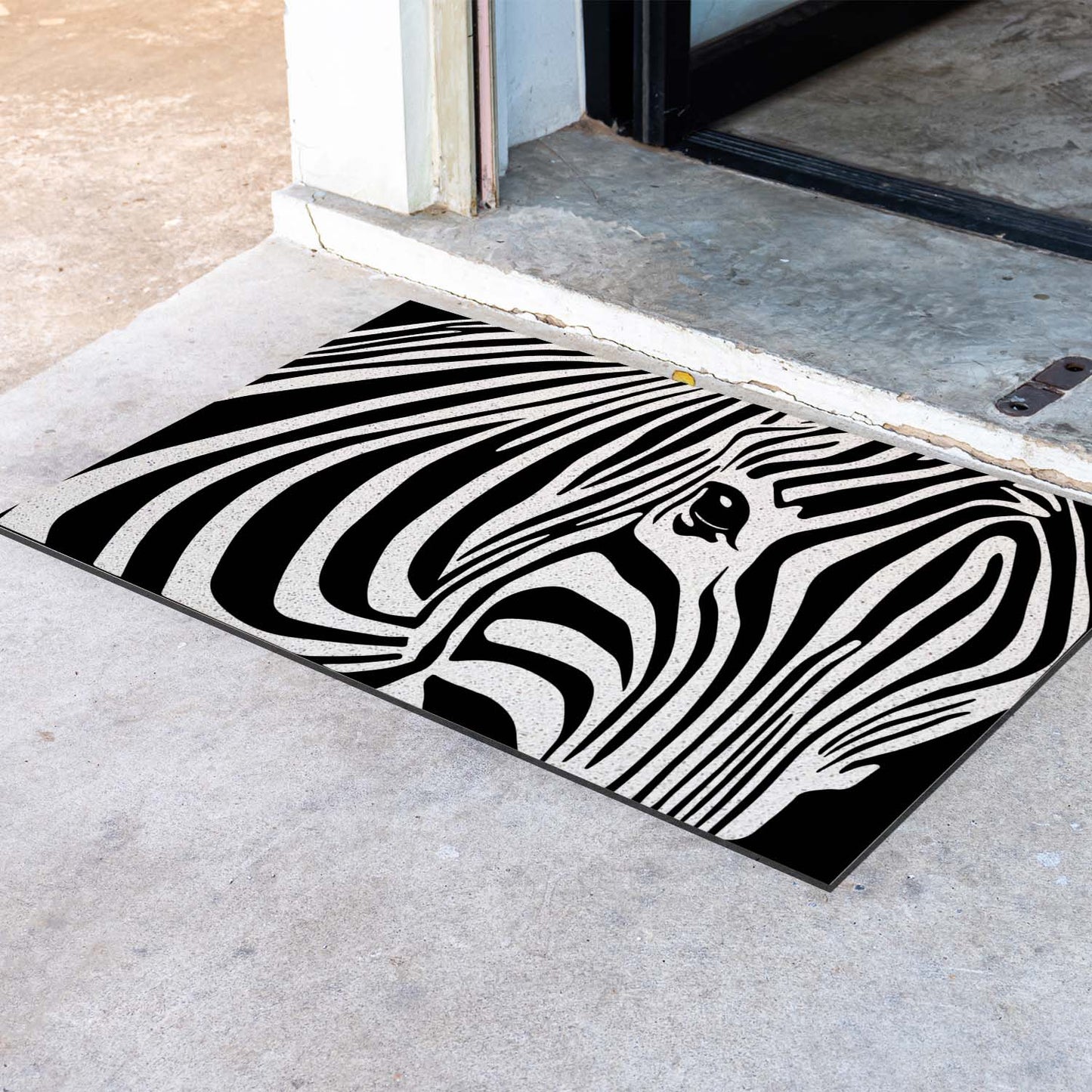 Feblilac Zebra Black And White PVC Coil Door Mat