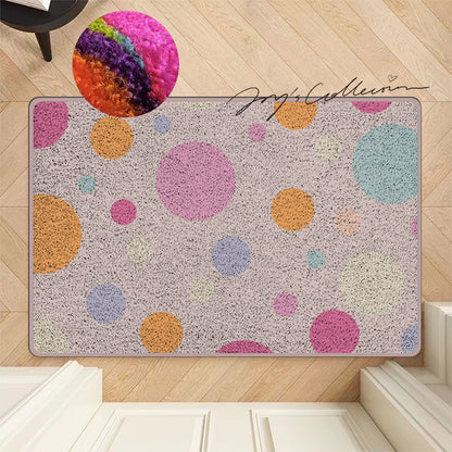 Feblilac Pink Polka Dots Geometric Nylon Door Mat