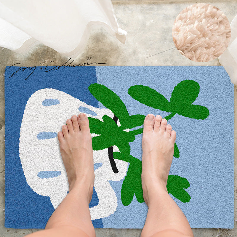 Feblilac White Vase and Greenery Tufted Bath Mat - view 4