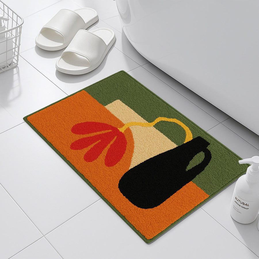 Feblilac Red Flower and Vase Tufted Bath Mat - view 4