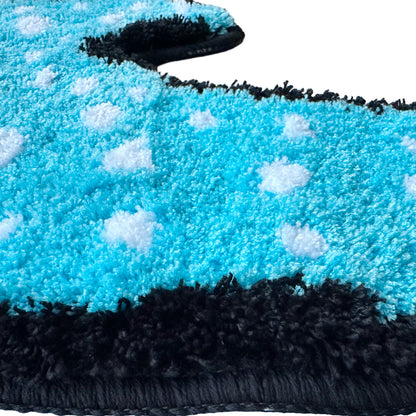 Feblilac Blue Whale Shark Tufted Bath Mat