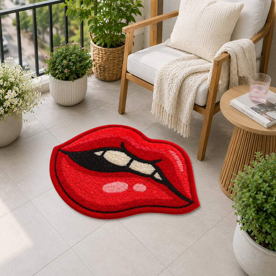 Feblilac Red Lips Tufted Bath Mat – Fun Shaped Bathroom Rug - view 4