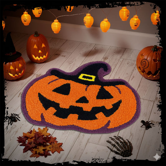Feblilac Pumpkin Halloween Rug – Soft, Non-Slip Bath Mat for Bathroom or Entryway