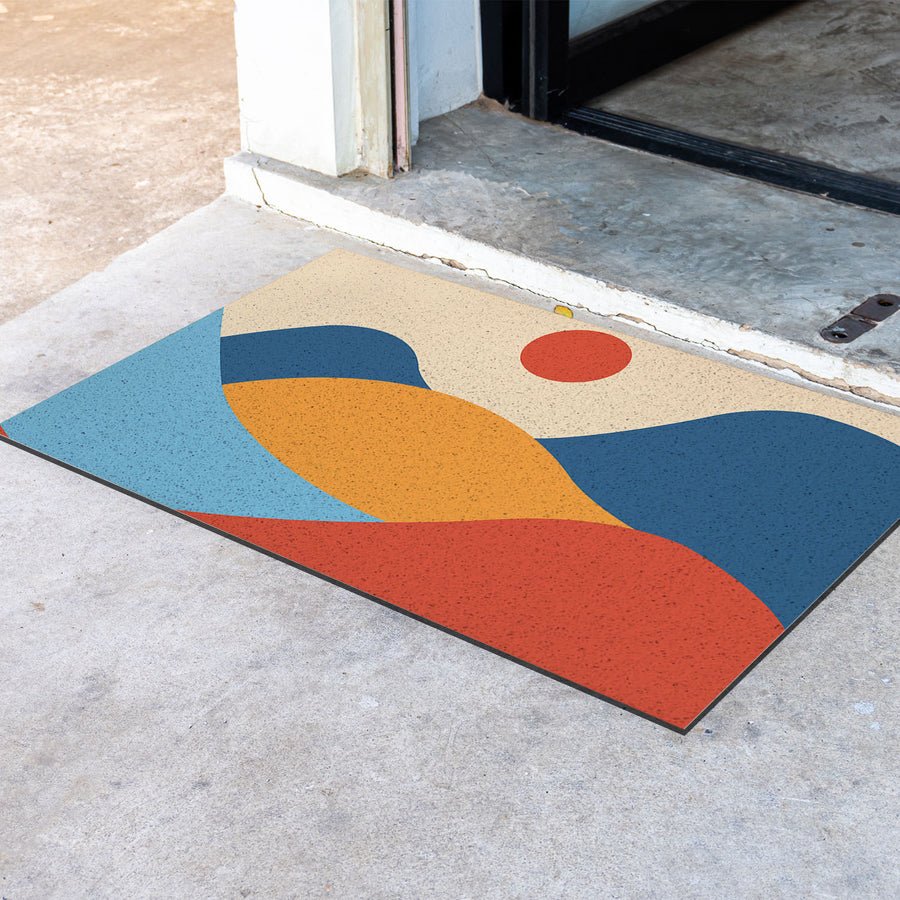 Feblilac Red Blue Sunset Mountains PVC Coil Door Mat - view 4