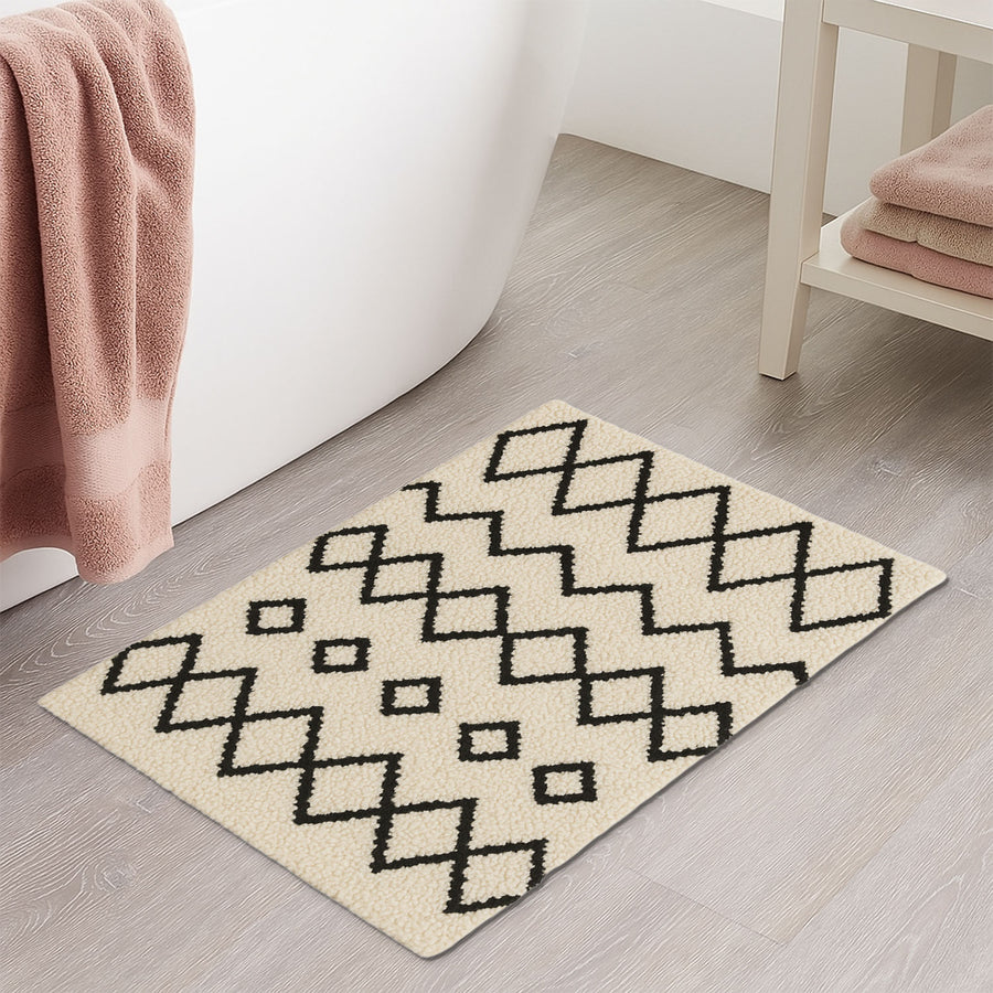 Feblilac Modern Geometric Bohemia Bath Mat, Modern Rug for Bathroom - view 4