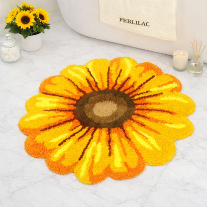 Feblilac Yellow Flowers Tufted Bath Mat
