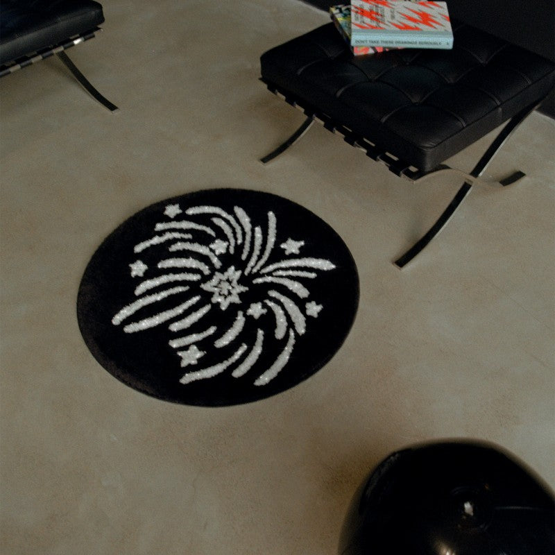 Feblilac Round Fireworks in the NightLiving Room Mat Carpet - view 3