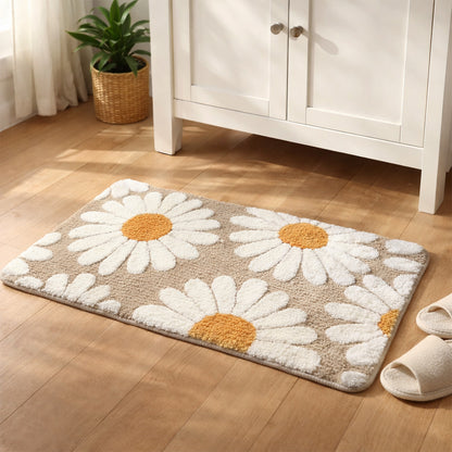 Feblilac Camel Daisy Tufted Bath Mat