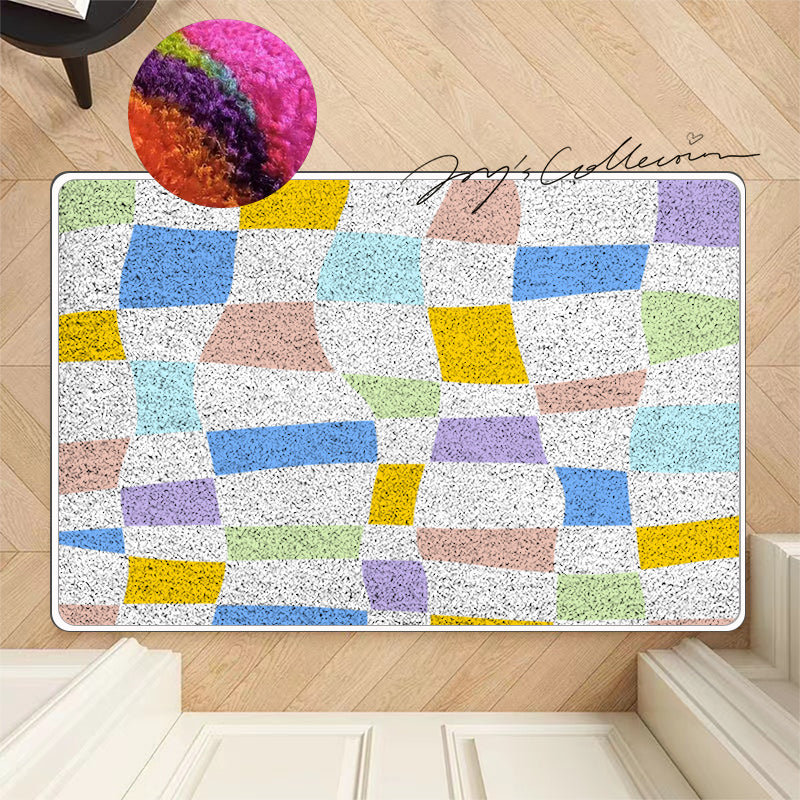 Feblilac Colorful Distorted Square Geometric Nylon Door Mat