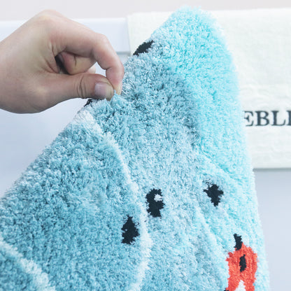 Feblilac Hippo and Bird in Water Tufted Bath Mat