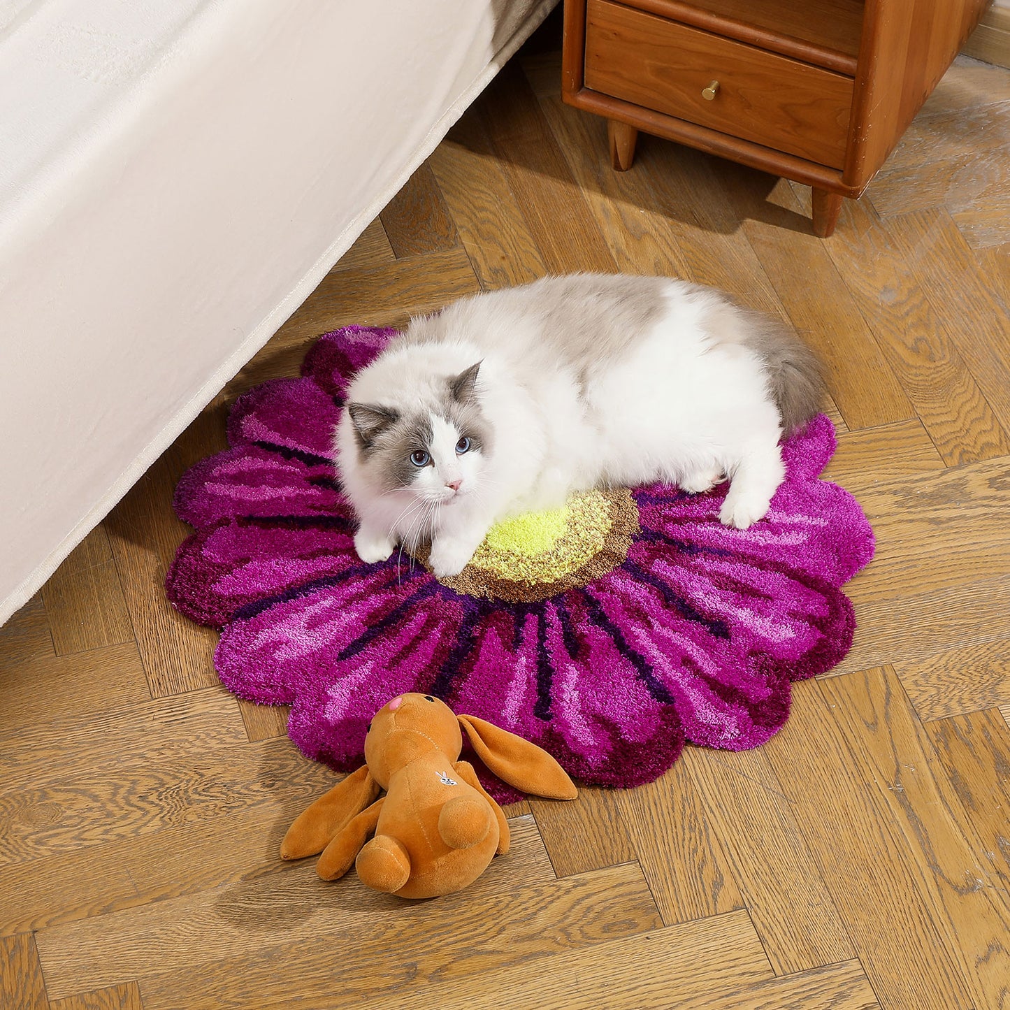 Feblilac Purple Flowers Tufted Bath Mat