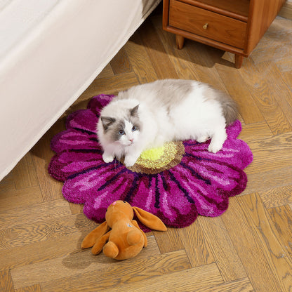 Feblilac Purple Flowers Tufted Bath Mat