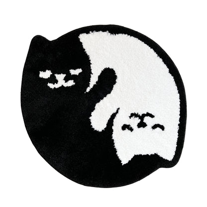 Feblilac Black and White Cat Tai Chi Tufted Bath Mat