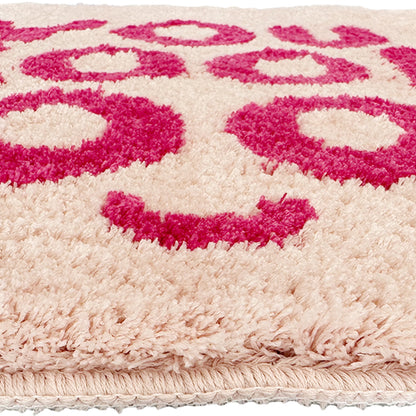 Feblilac Pink You Look Good Smiley Face Tufted Bath Mat