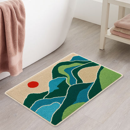 Feblilac Green Mountains and Rivers Tufted Bath Mat