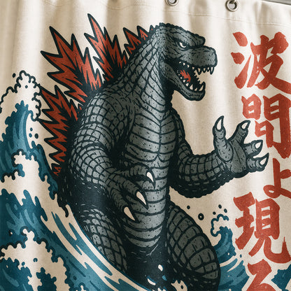 Feblilac Japanese Kaiju Wave Shower Curtain