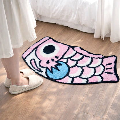 Feblilac Cute Pink and Blue Koi Fish Bath Mat
