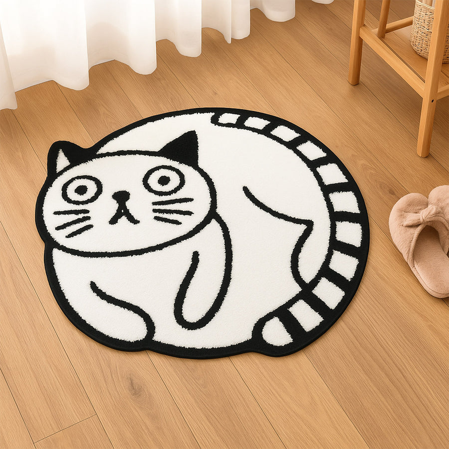 Feblilac Black and White Cute Cat Bath Mat - view 4