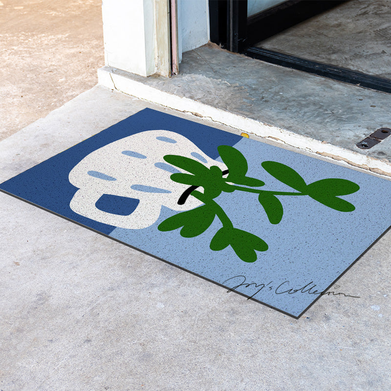 Feblilac White Vase and Greenery PVC Coil Door Mat - view 4