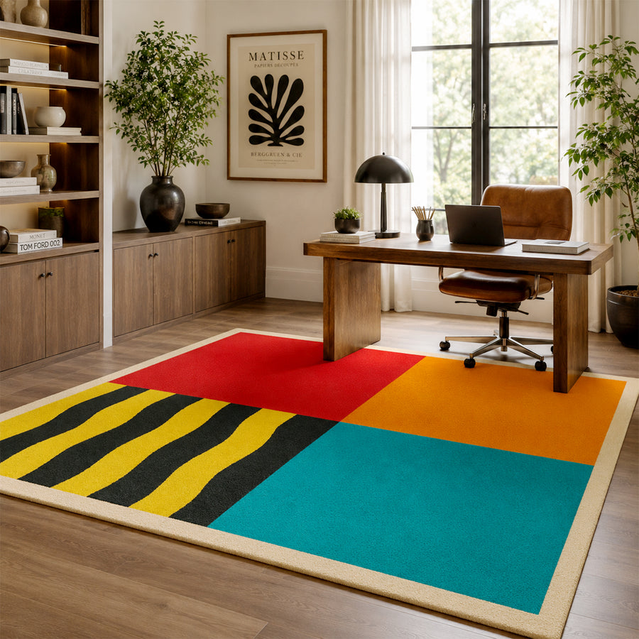 Feblilac Color Block Living Room Area Rug – Modern Tufted Large Rug for Home Decor - view 4