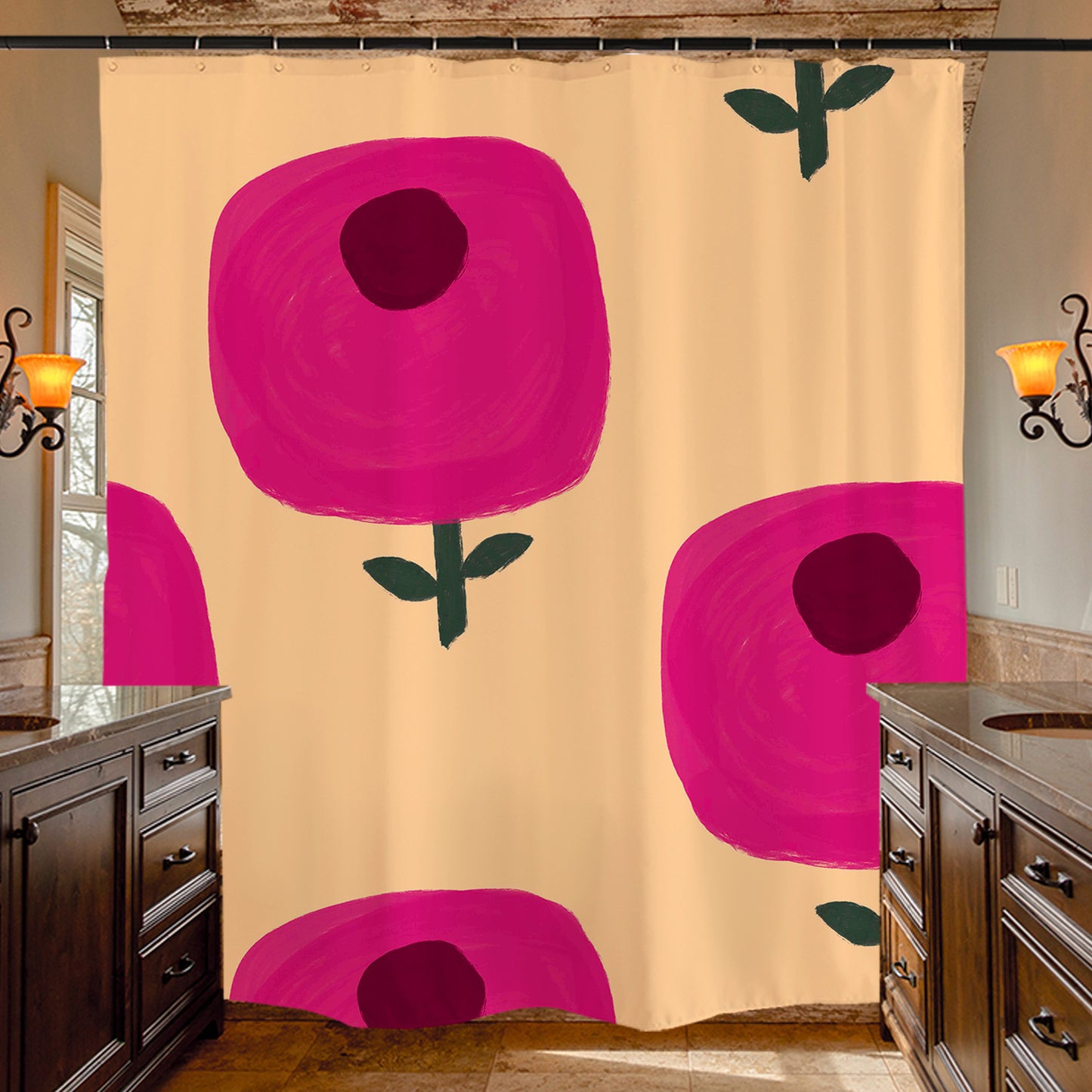 Feblilac Wildflowers Blooming Shower Curtain with Hooks