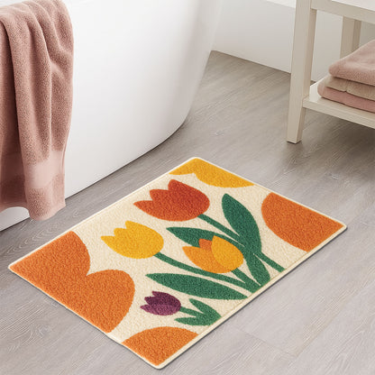 Bright Tulip Bathroom Mat – Soft, Absorbent & Non-Slip Bath Rug