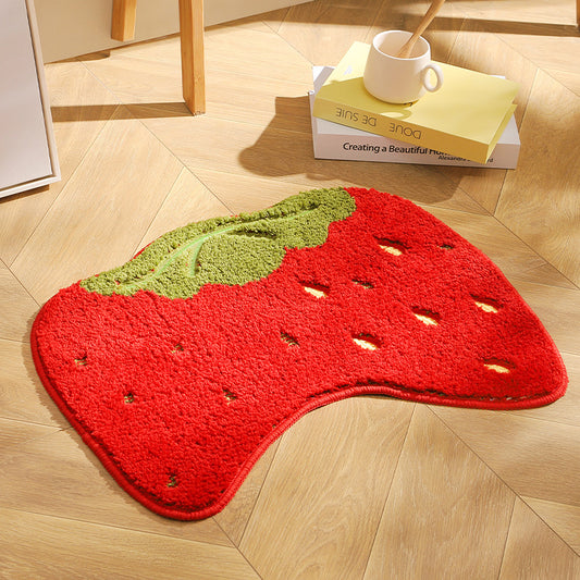 Feblilac Cute Fruit Strawberry Tufted Bath Mat