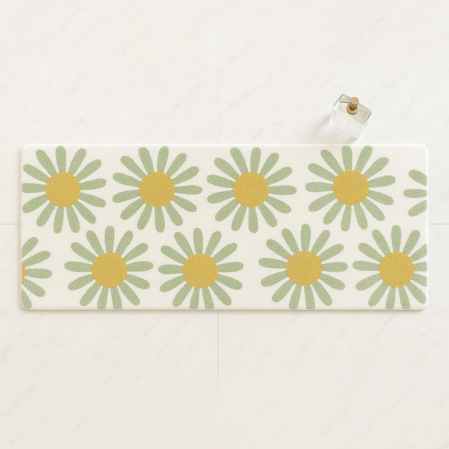 Feblilac Daisy Floral Bath Mat – Soft Non-Slip Absorbent Rug for Bathroom & Entryway