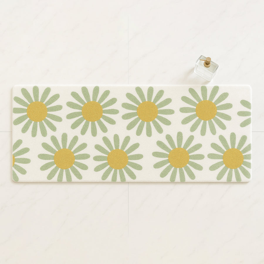 Feblilac Daisy Floral Bath Mat – Soft Non-Slip Absorbent Rug for Bathroom & Entryway - view 4