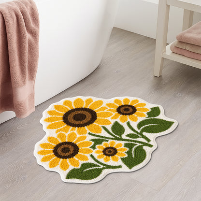 Feblilac Sunflower Shaped Tufted Bath Mat