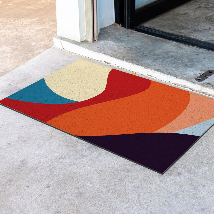 Feblilac Black and Red Abstract Curves PVC Coil Door Mat - view 4