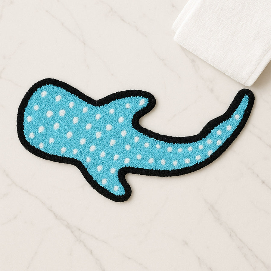 Feblilac Blue Whale Shark Tufted Bath Mat - view 4