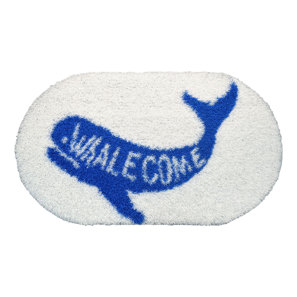 Feblilac Whalecome PVC coil door mat in a sunny bathroom with a potted plant