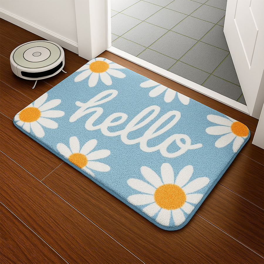 Blue Hello Daisy Bath Mat – Soft Floral Rug for Bathroom - view 3