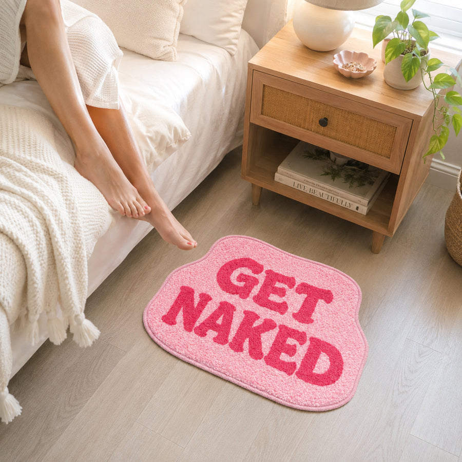 Feblilac Soft Pink “GET NAKED” Tufted Bath Mat – 50x70cm Non-Slip Bathroom Rug - view 4