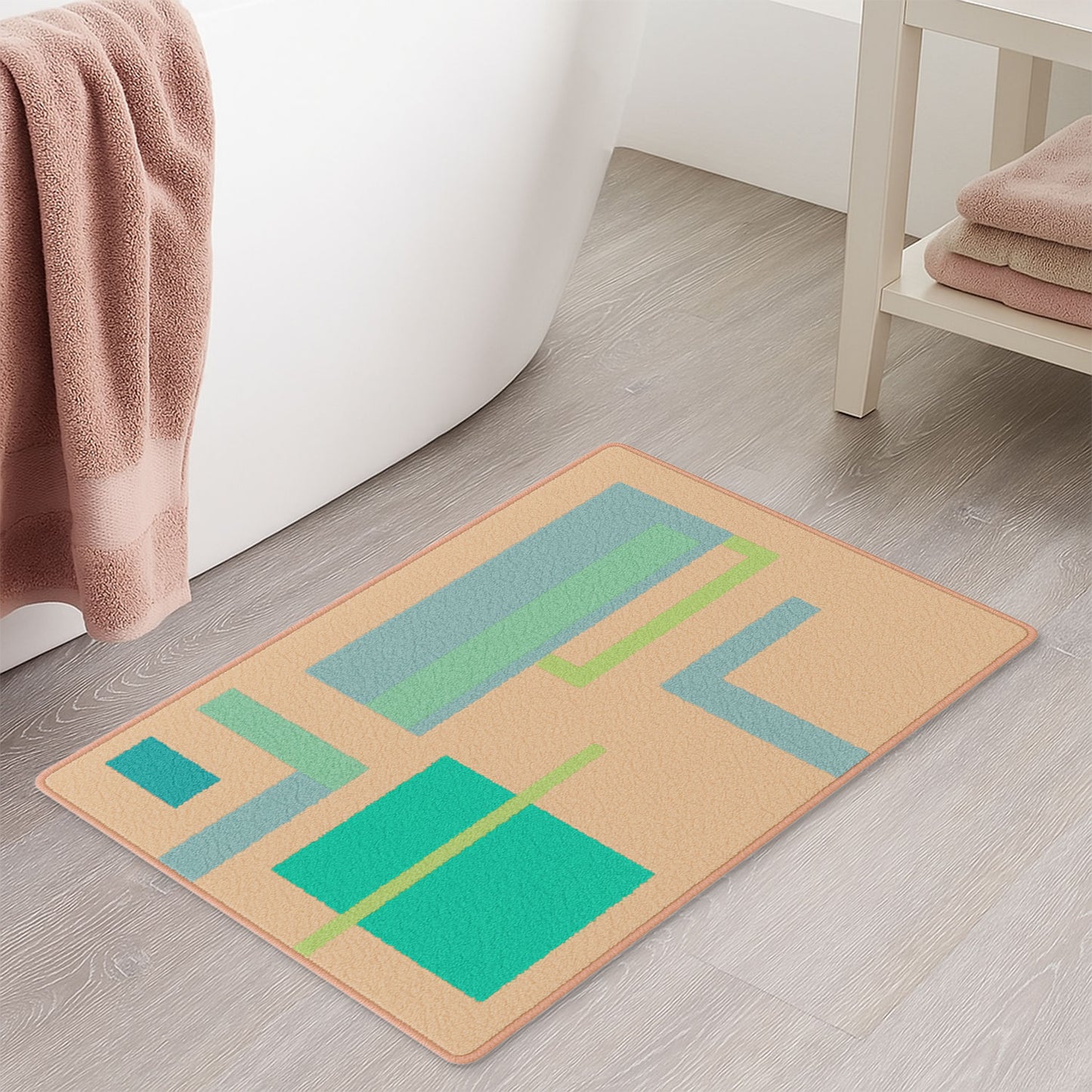 Feblilac Geometric Big Squares Geometric Tufted Bath Mat