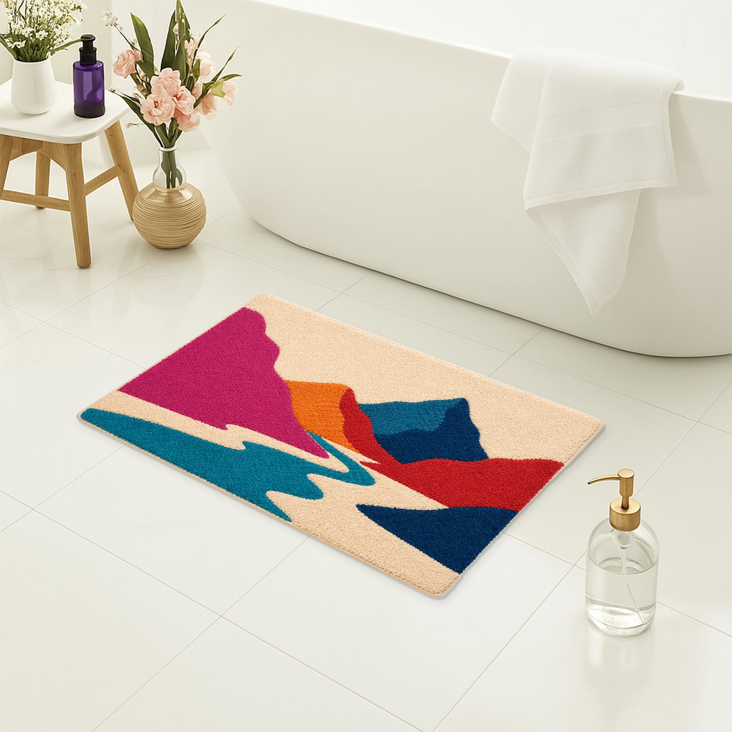 Feblilac Abstract Mountain Landscape Tufted Bath Mat