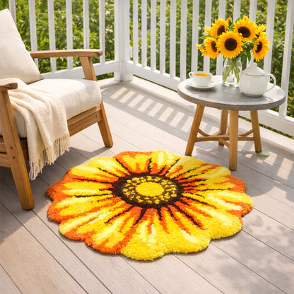 Feblilac Yellow Sunflower Rug, Flower Mat for Bedroom Bathroom Patio