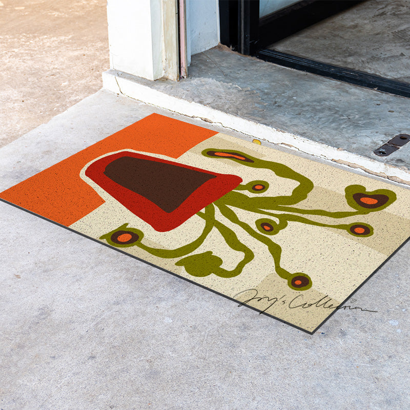 Feblilac Red Vase and Green Plant PVC Coil Door Mat - view 4