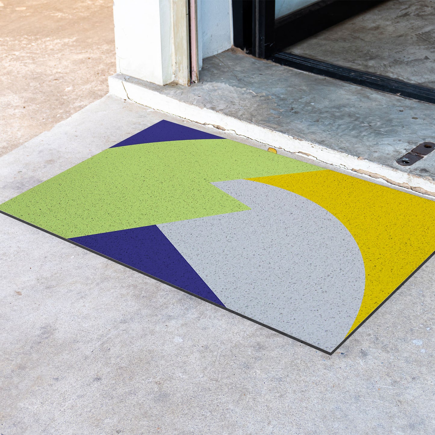 Feblilac Green Blue Yellow Gray Pattern PVC Coil Door Mat