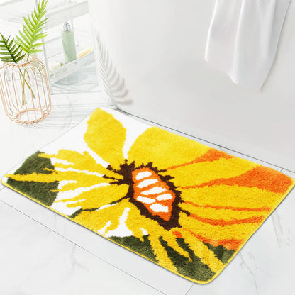 Feblilac Rectangular Sunflower Tufted Bath Mat @Joy's design