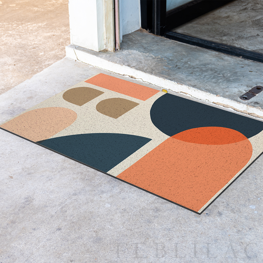Feblilac Circular Semicircle Abstract Color Block PVC Coil Door Mat - view 4