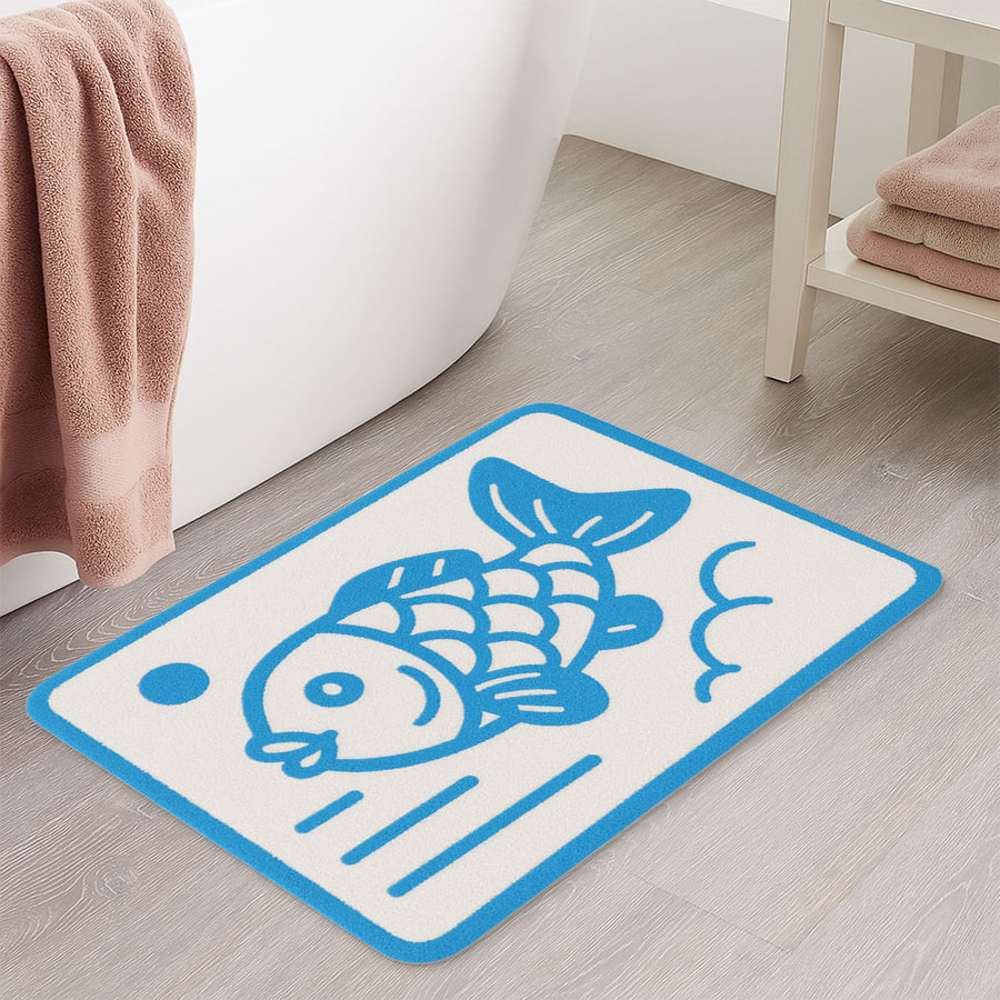 Cute Blue Koi Fish Bath Mat - view 4