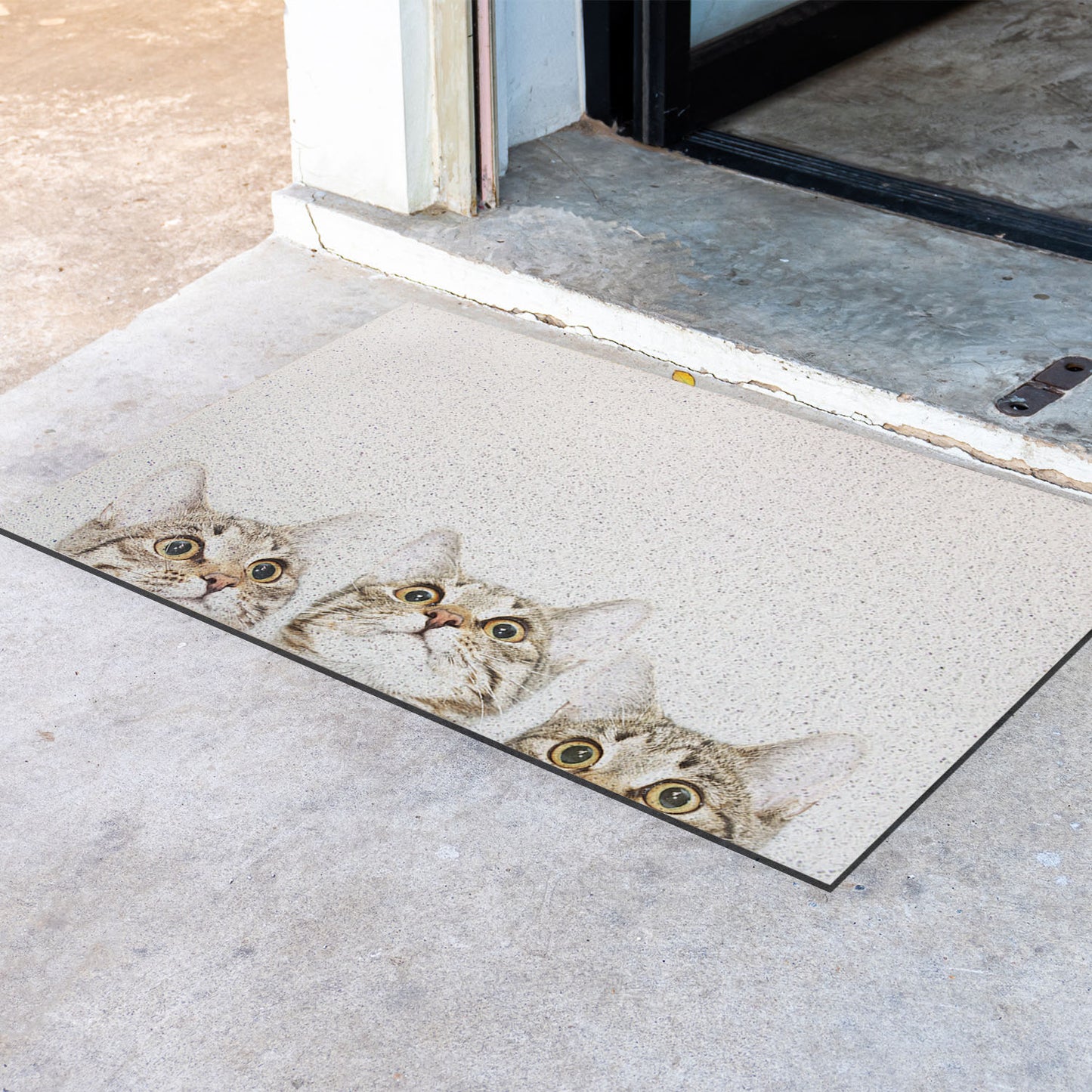 Feblilac Three Welcome Cats PVC Coil Door Mat