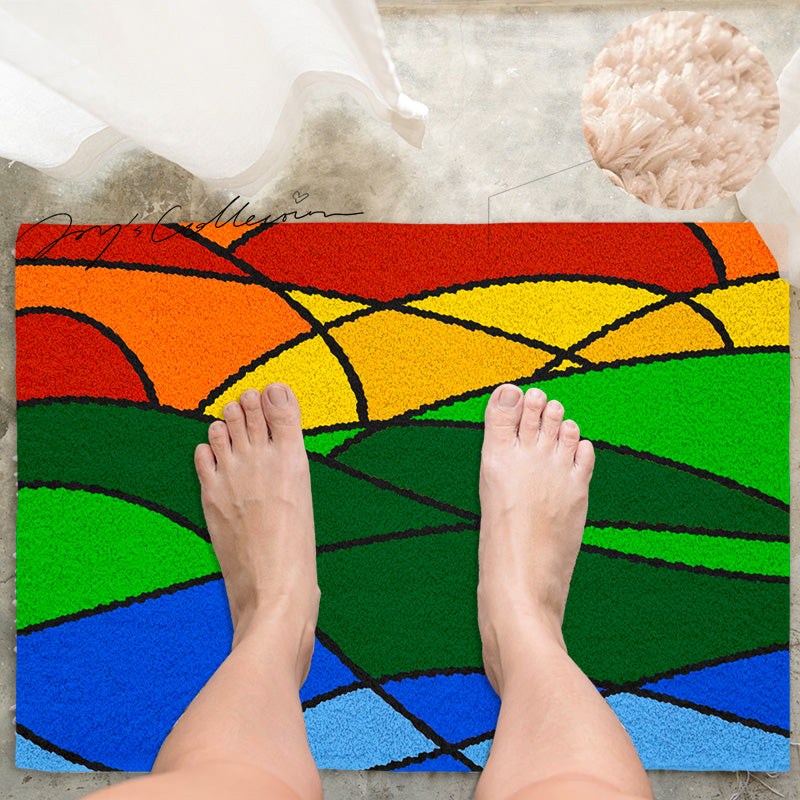 Feblilac Colorful Abstract Mountain Geometric Tufted Bath Mat