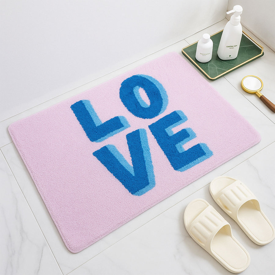 Feblilac LOVE Pink Tufted Bath Mat – Soft, Absorbent & Non-Slip Rug for Bathroom Decor - view 4