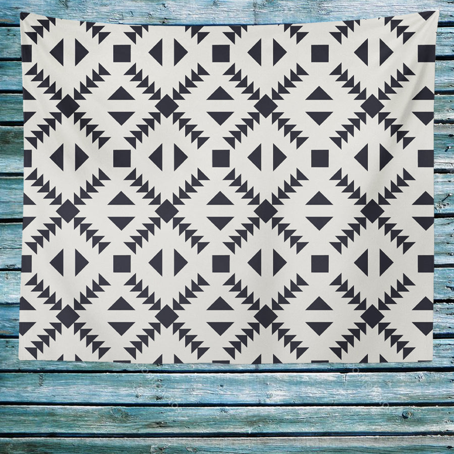 Feblilac Black and White Diamond Pattern Tapestry - view 4