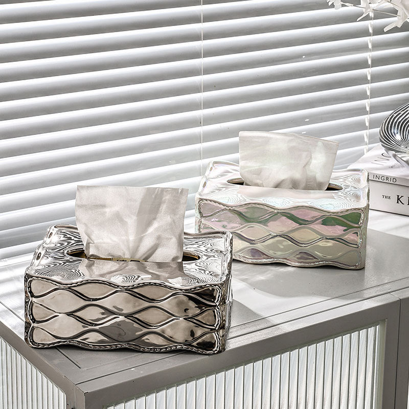 Feblilac Wavy Pattern Ceramic Tissue Holder - view 4