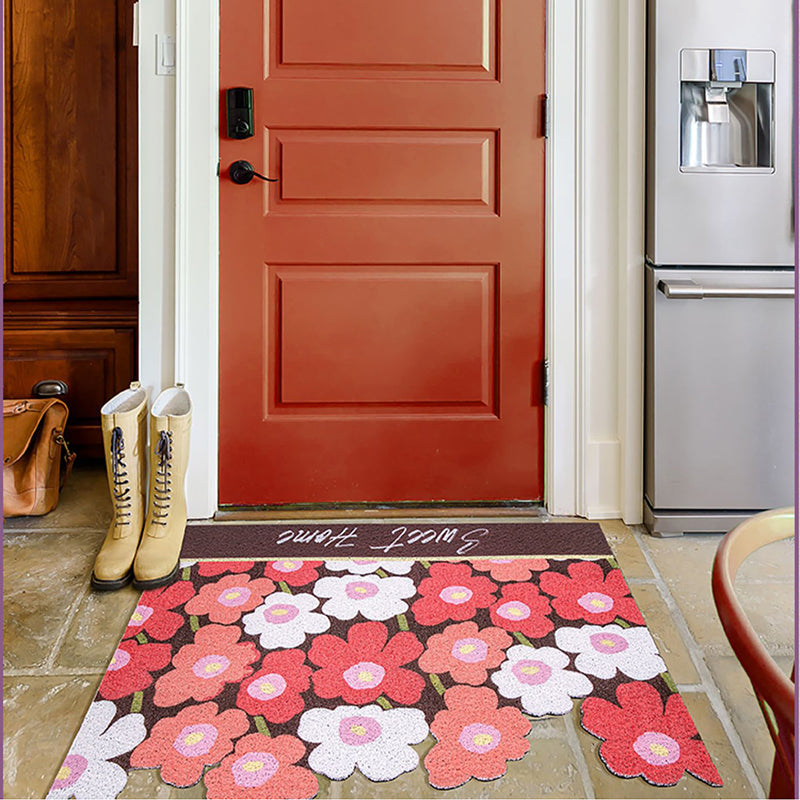 Feblilac Cute Red Flower Cutting Entrance Door Mat