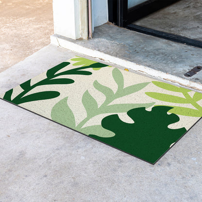 Feblilac Green Leaves PVC Coil Door Mat